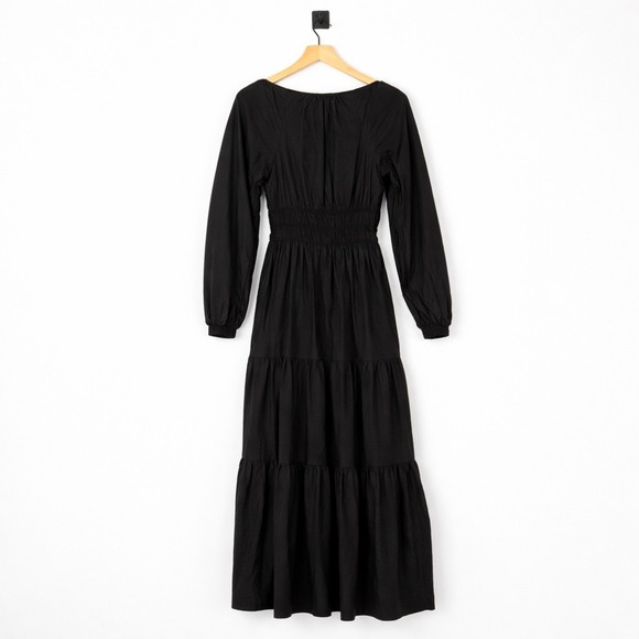 Anthropologie Somerset Maxi Dress Black Puff Long Sleeve Edition Smocked XS - Picture 2 of 7